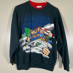 Vintage 90s ugly Christmas sweatshirt‎ teddy bears holiday festive size medium